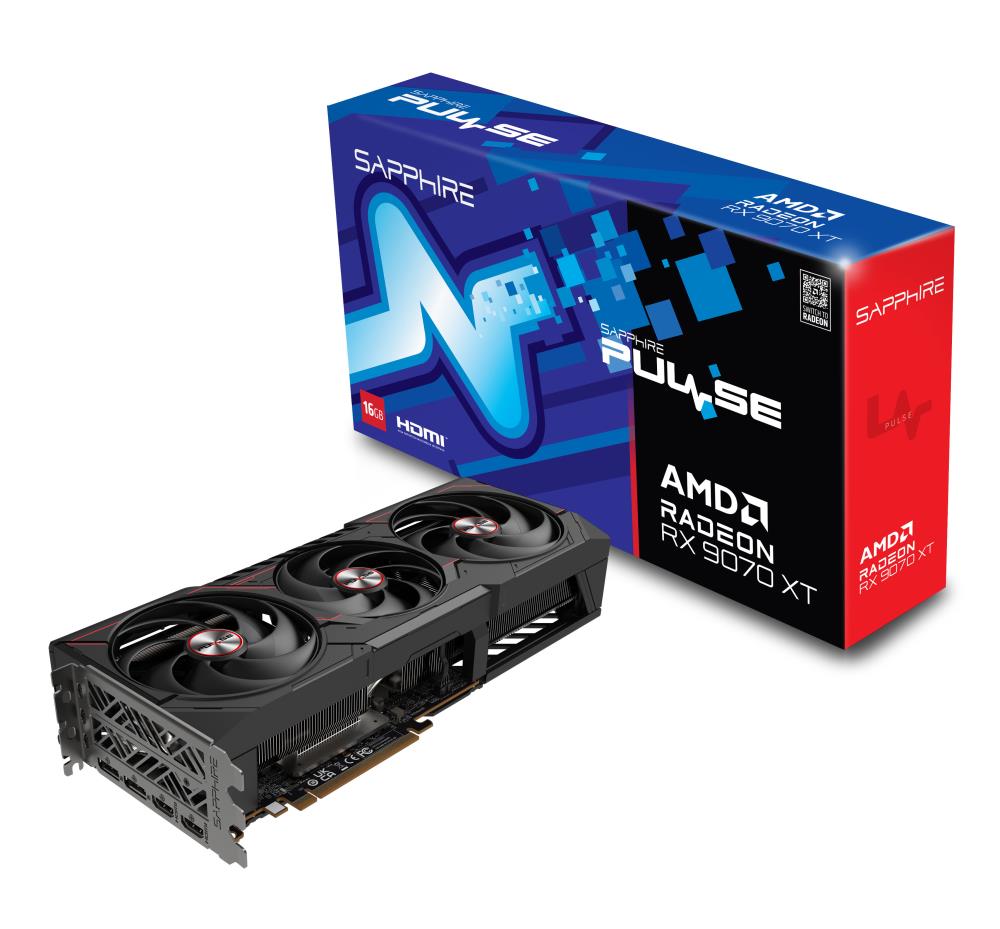 Graphics Card SAPPHIRE AMD Radeon RX 9070 XT 16 GB GDDR6 256 bit PCIE 5 0 16x Triple slot Fansink 2xHDMI 2xDisplayPort 11348-03-20G