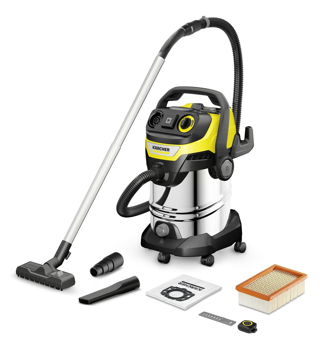 Vacuum Cleaner KARCHER Suction power 315 AW Dust capacity 30 L Drum vacuum Cleaning type Dry wet Dust container Bagless Colour Black Yellow Silver 1 628-385 0
