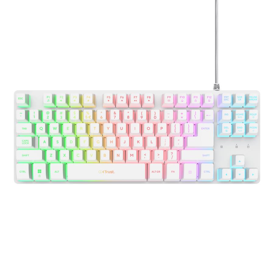 KEYBOARD USB GXT 833W THADO TKL ENG WHITE 25894 TRUST