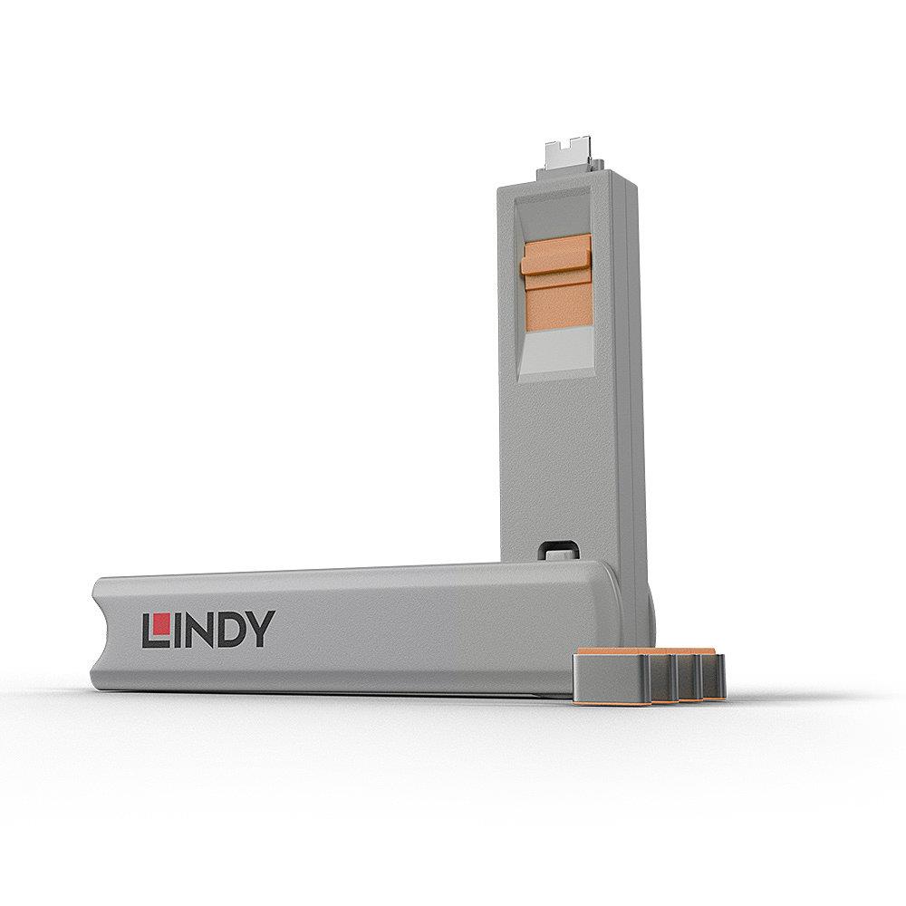 USB PORT TYPE-C BLOCKER 4PACK ORANGE 40428 LINDY
