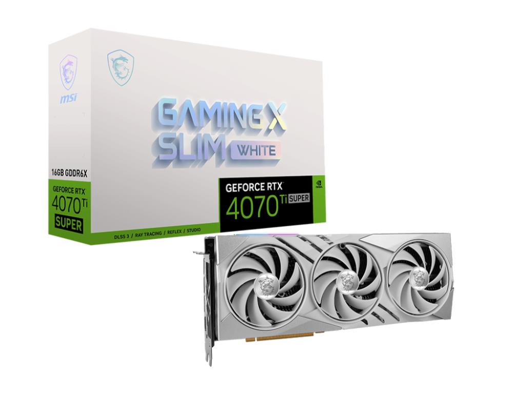 Graphics Card MSI NVIDIA GeForce RTX 4070 Ti SUPER 16 GB GDDR6X 256 bit PCIE 4 0 16x 1xHDMI 3xDisplayPort 4070TISUP16GGAMXSLIMWH