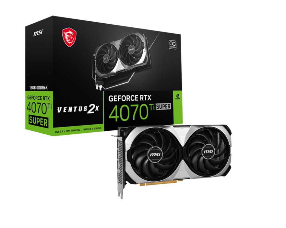 Graphics Card MSI NVIDIA GeForce RTX 4070 Ti SUPER 16 GB GDDR6X 256 bit PCIE 4.0 16x Dual Slot Fansink 1xHDMI 3xDisplayPort 4070TISUP16GVEN2XWHOC