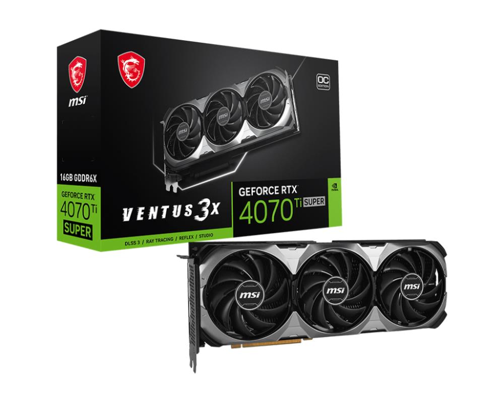 Graphics Card MSI NVIDIA GeForce RTX 4070 Ti SUPER 16 GB GDDR6X 256 bit PCIE 4 0 16x Triple slot Fansink 1xHDMI 3xDisplayPort 4070TISUP16GVEN3XOC