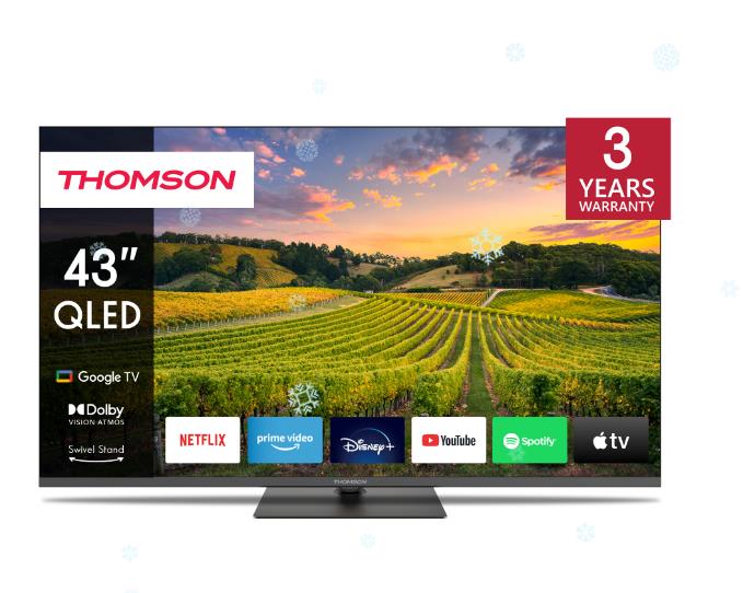 TV Set THOMSON 43   4K Smart QLED 3840x2160 Bluetooth Google TV 43QG5C14