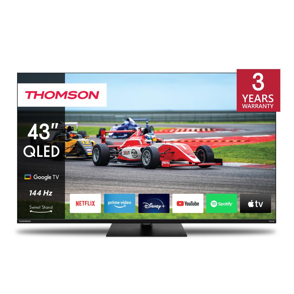 TV Set THOMSON 43   4K Smart QLED 3840x2160 Wireless LAN Bluetooth Google TV Black 43QG7C14