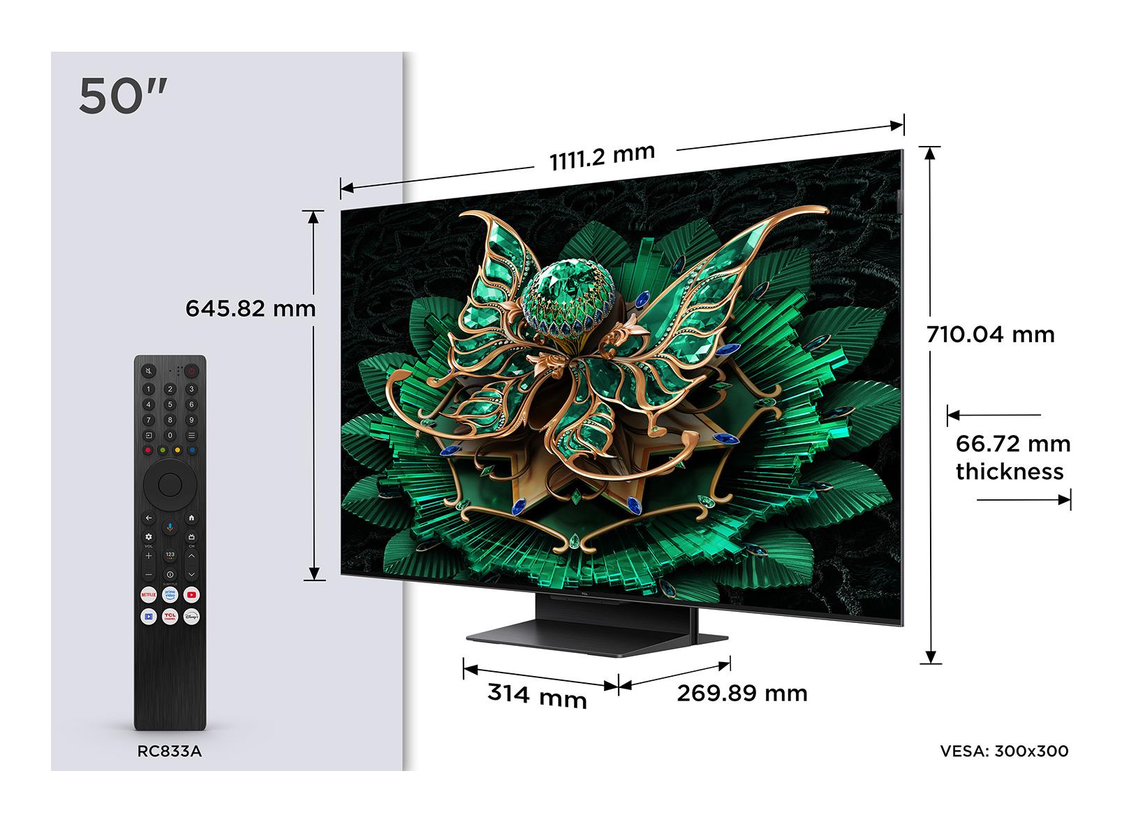 TV Set TCL 50    4K Ultra HD 3840 x 2160 pixels Flat 16 9 QD-Mini LED 50C7K