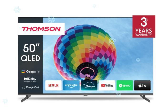 TV Set THOMSON 50   4K Smart QLED 3840x2160 Wireless LAN Bluetooth Google TV Black 50QG4S14