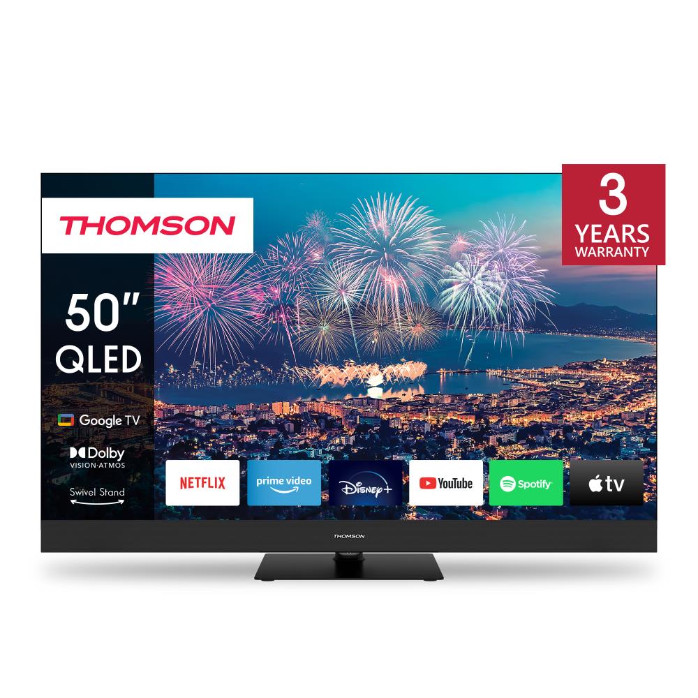 TV Set THOMSON 50   4K Smart QLED 3840x2160 Wireless LAN Bluetooth Google TV Black 50QG6C14