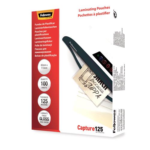 LAMINATOR POUCH GLOSSY CARD 125 100PCS 5307101 FELLOWES
