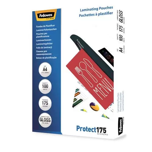 LAMINATOR POUCH GLOSSY A4 175 100PCS 5308703 FELLOWES