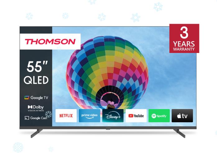 TV Set THOMSON 55   4K Smart QLED 3840x2160 Wireless LAN Bluetooth Google TV Dark Grey 55QG4S14