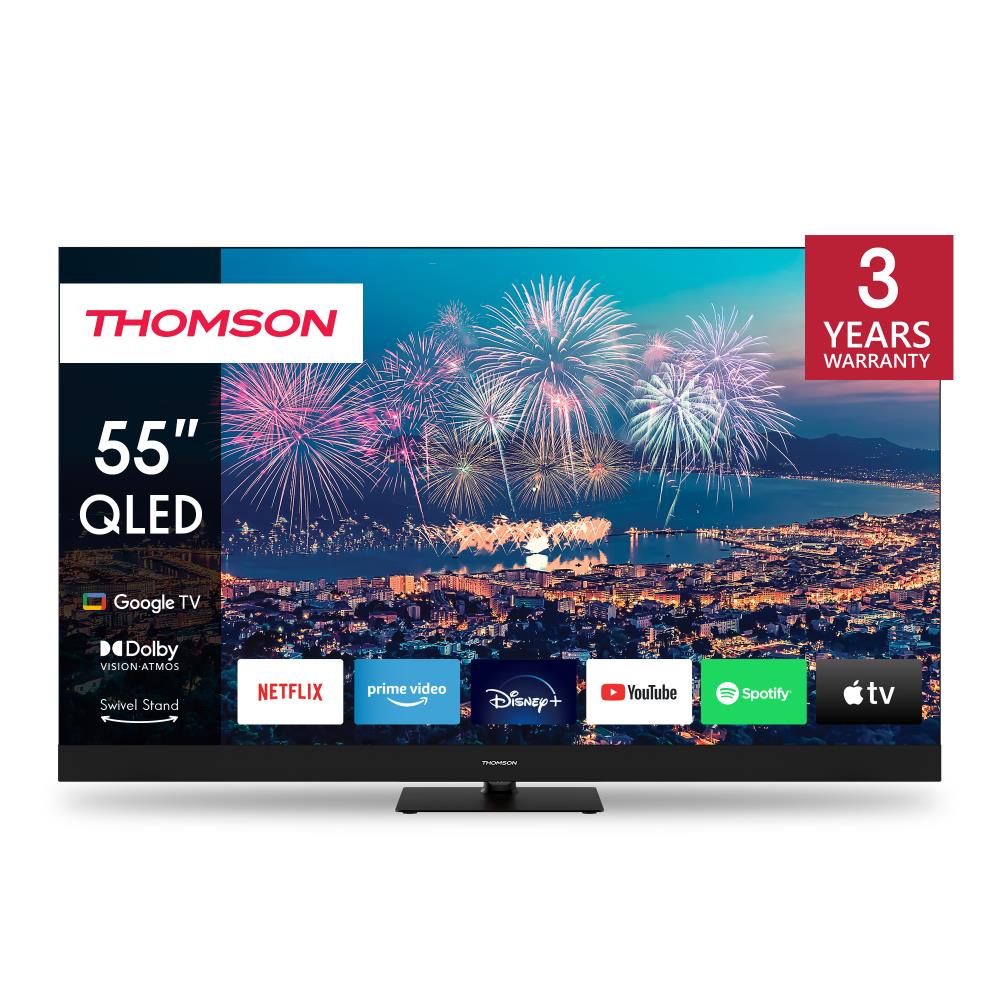 TV Set THOMSON 55   4K Smart QLED 3840x2160 Wireless LAN Bluetooth Google TV Black 55QG6C14