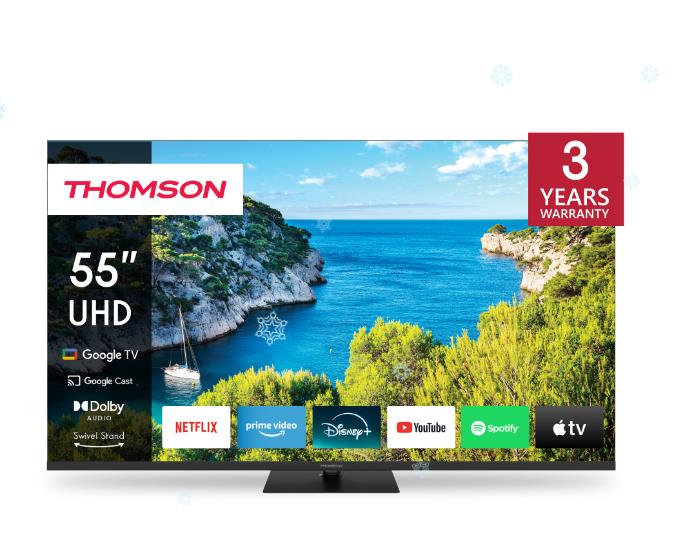 TV Set THOMSON 55   4K Smart 3840x2160 Wireless LAN Bluetooth Google TV Black 55UG5C14