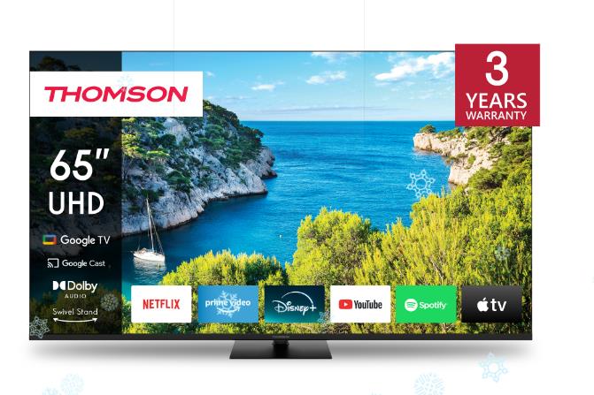 TV Set THOMSON 65   4K Smart 3840x2160 Wireless LAN Bluetooth Google TV Black 65UG5C14