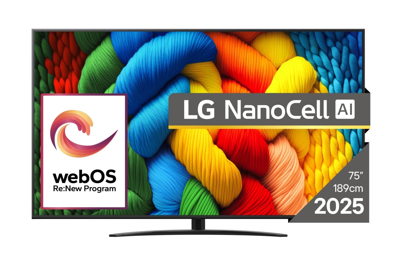 TV Set LG 75   4K Smart 3840x2160 Wireless LAN Bluetooth webOS Black 75NANO81A3A