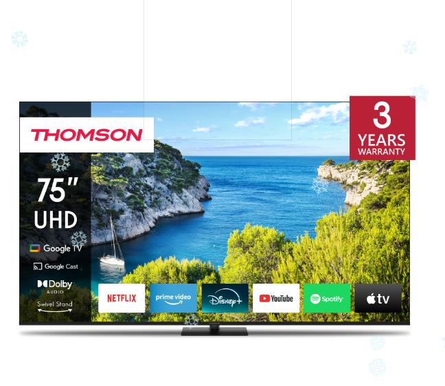 TV Set THOMSON 75   4K Smart 3840x2160 Wireless LAN Bluetooth Google TV Black 75UG5C14