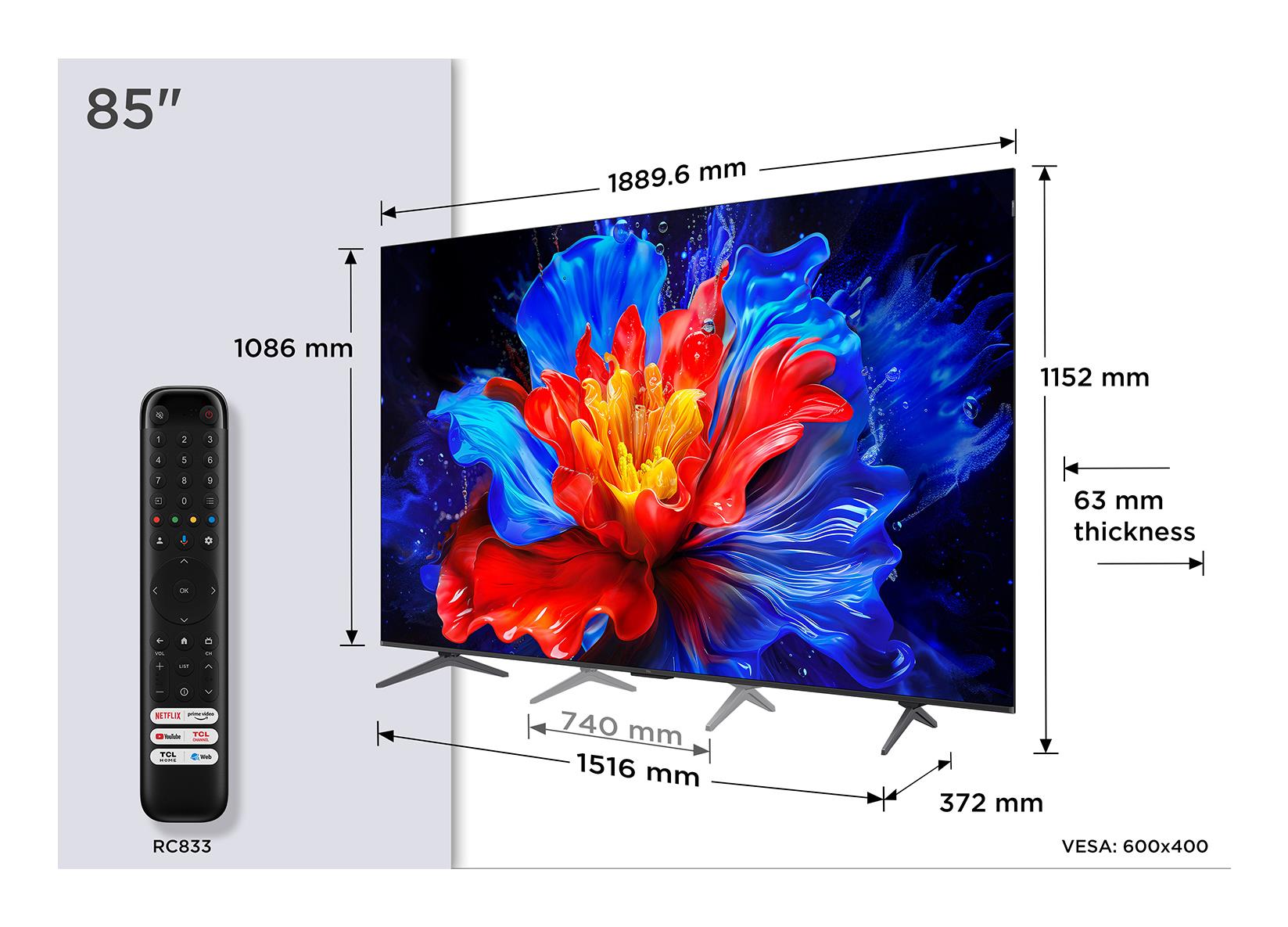 TV Set TCL 85    4K Ultra HD 3840 x 2160 pixels Flat 16 9 QLED 85P89K