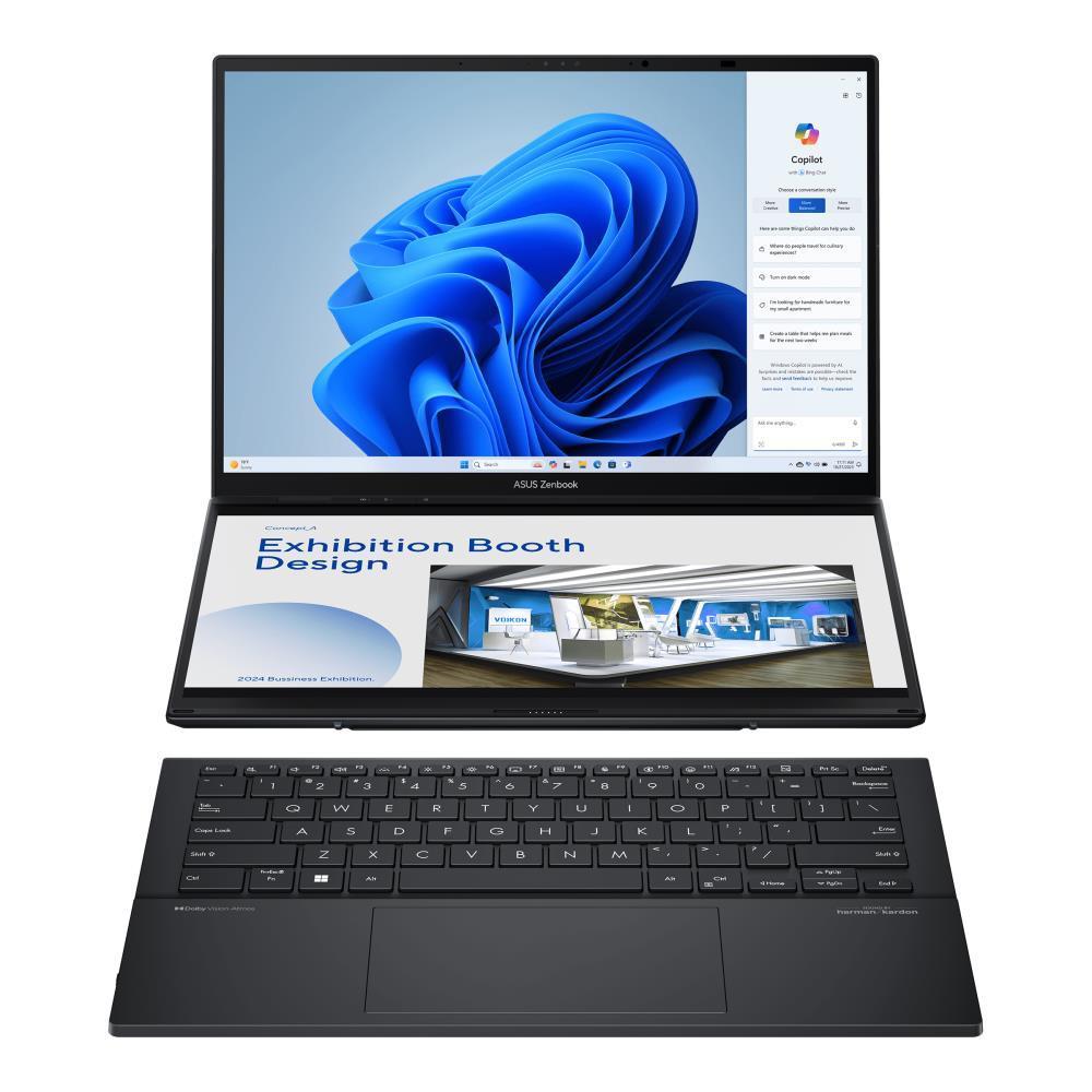 Notebook ASUS ZenBook Series DUO UX8406MA-PZ103W CPU  Core Ultra u9-185H 2300 MHz 14   Touchscreen 2880x1800 RAM 32GB LPDDR5x SSD 1TB Intel Arc Graphics Integrated Windows 11 Home Grey 1 65 kg 90NB12U1-M00HS0
