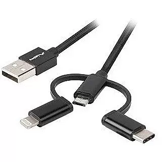 LANBERG 3in1 cable USB-A M micro-b M