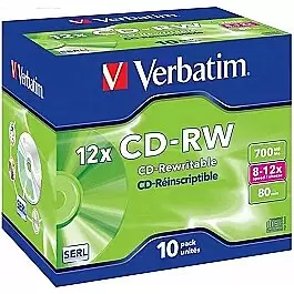 VERBATIM 10x CD-RW 700MB 12x JC