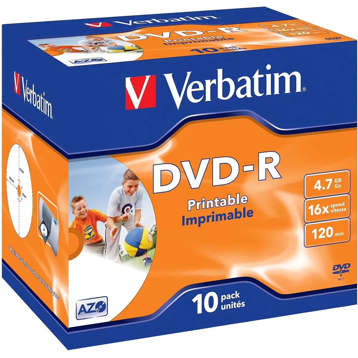 VERBATIM 10x DVD-R 4.7GB 120min 16x JC