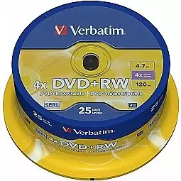 VERBATIM 25x DVD+RW 4,7GB 4x SP