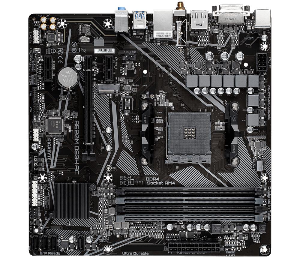 Mainboard GIGABYTE AMD A520 SAM4 Micro-ATX Memory DDR4 Memory slots 4 A520MDS3HAC1 4