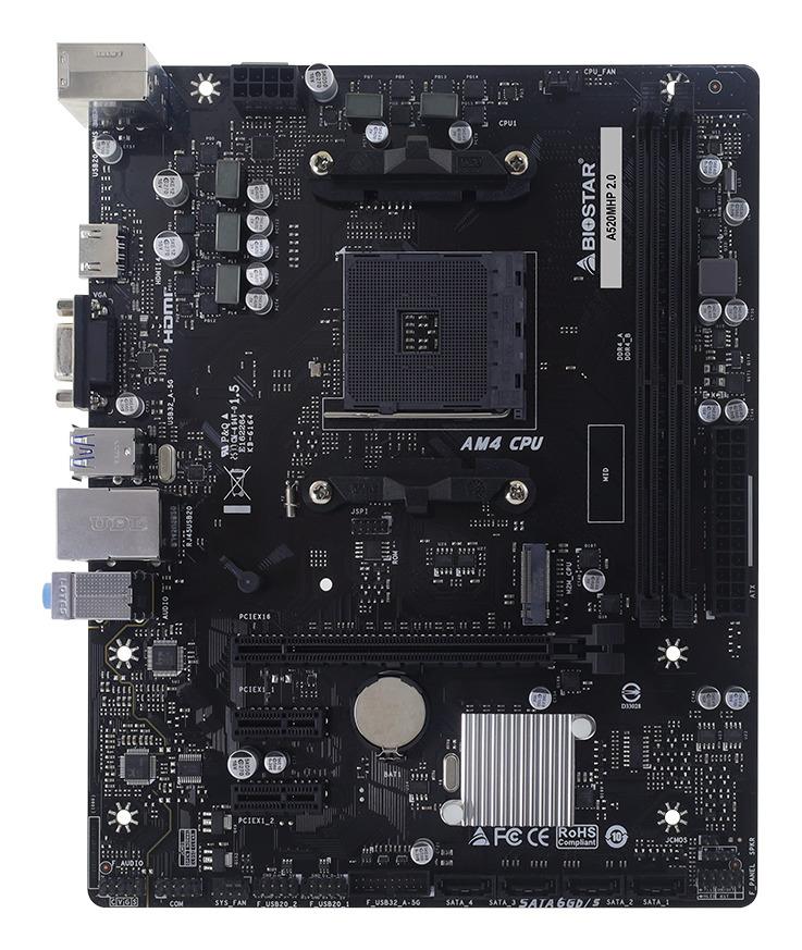 Mainboard BIOSTAR AMD A520 Socket AM4 micro ATX RAM DDR4-SDRAM 2xSlots 1xNumber of M 2  M  slots A520MHP2 0