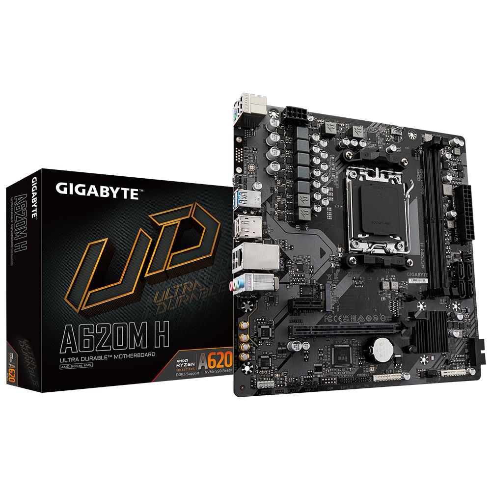 Mainboard GIGABYTE AMD A620 SAM5 Micro-ATX Memory DDR5 Memory slots 2 1xPCI-Express 3 0 16x 1xPCI-Express 4 0 16x 1xM 2 1xHDMI 1xDisplayPort 4xUSB 2 0 2xUSB 3 2 1xPS 2 1xRJ45 3xAudio port A620MH1 1