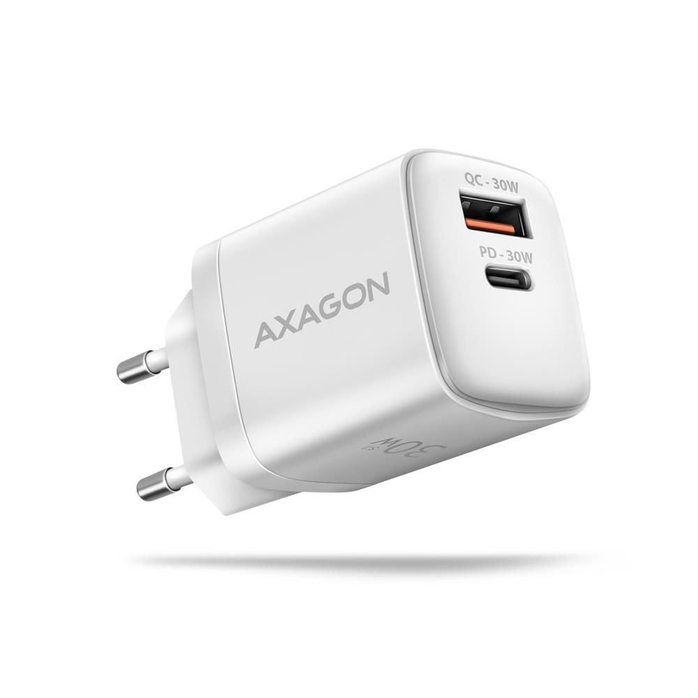 MOBILE CHARGER WALL USB 30W 2PORT WHITE ACU-PQ30W AXAGON