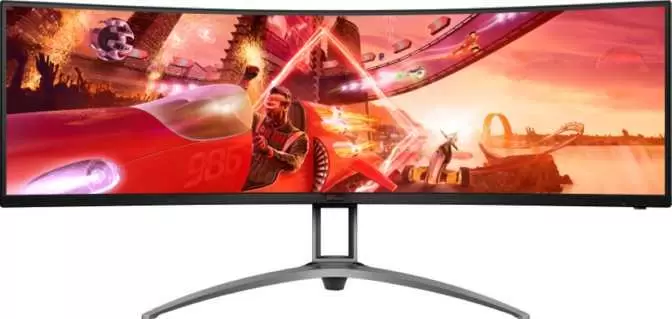 LCD Monitor AOC AG493QCX 48 8   Gaming Curved Panel VA 3840x1080 32 9 144Hz 4 ms Speakers Swivel Height adjustable Tilt Colour Black AG493QCX
