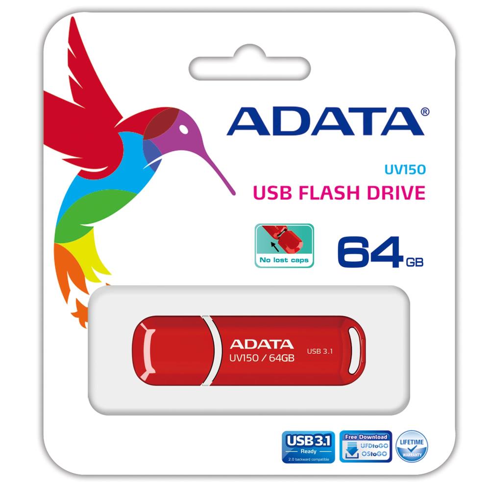 MEMORY DRIVE FLASH USB3 1 64GB RED AUV150-64G-RRD ADATA