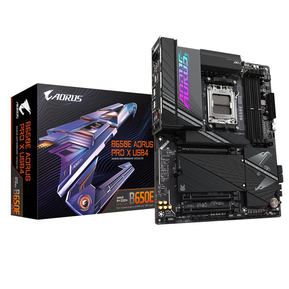 Mainboard GIGABYTE AMD B650 SAM5 ATX Memory DDR5 Memory slots 4 1xPCI-Express 3 0 16x 1xPCI-Express 4 0 4x  1xPCI-Express 5 0 16x 4xM 2 1xHDMI 4xUSB 2 0 6xUSB 3 2 2xUSB-C 1xOptical S PDIF 1xRJ45 2xAudio port B650EAPROXUSB4