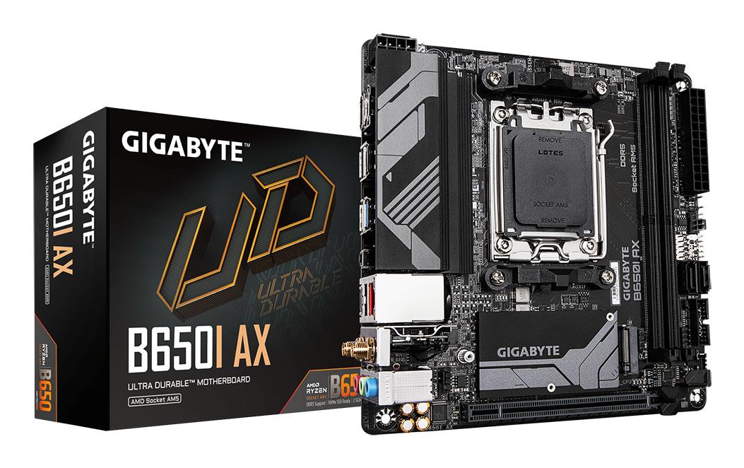 Mainboard GIGABYTE AMD B650 Socket AM5 mini ITX RAM DDR5-SDRAM 2xSlots Wi-Fi Yes Bluetooth Yes 1xNumber of M 2  M  slots B650IAX1 2