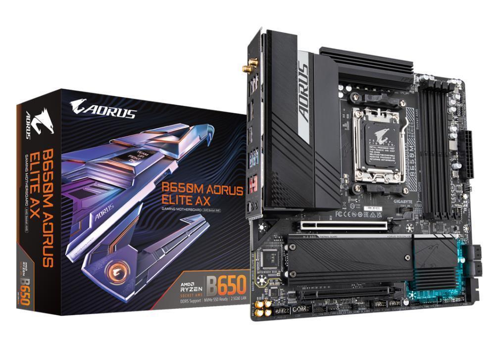 Mainboard GIGABYTE AMD B650 SAM5 Micro-ATX Memory DDR5 Memory slots 4 2xPCI-Express 4 0 16x 2xM 2 1xHDMI 1xDisplayPort 4xUSB 2 0 7xUSB 3 2 1xUSB-C 1xOptical S PDIF 1xRJ45 2xAudio port B650MAORUSELITEAX1 3