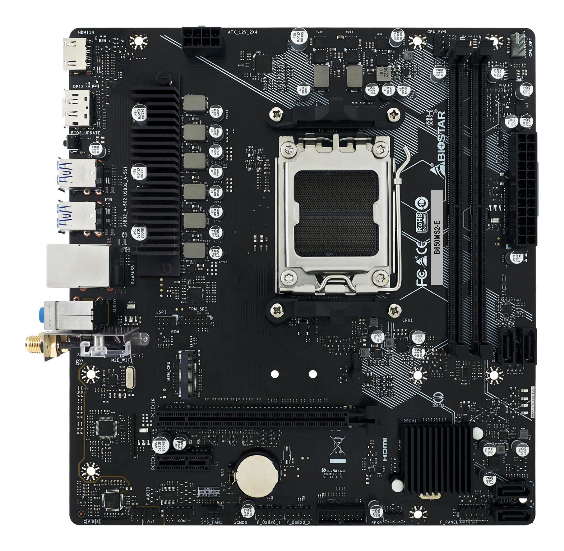 Mainboard BIOSTAR AMD B650 Socket AM5 micro ATX RAM DDR5-SDRAM 2xSlots 1xNumber of M 2  M  slots B650MS2-E