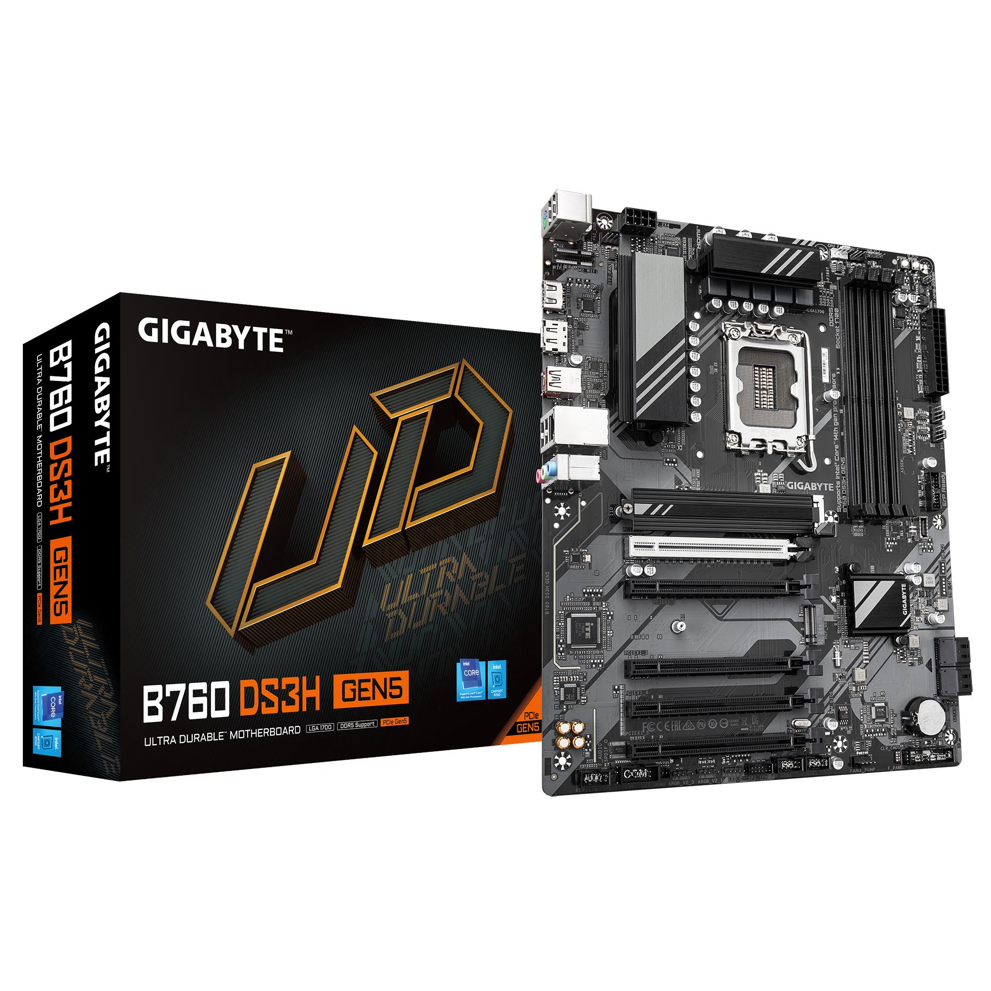 Mainboard GIGABYTE Intel B760 Express LGA1700 ATX Memory DDR5 Memory slots 4 B760DS3HGEN5