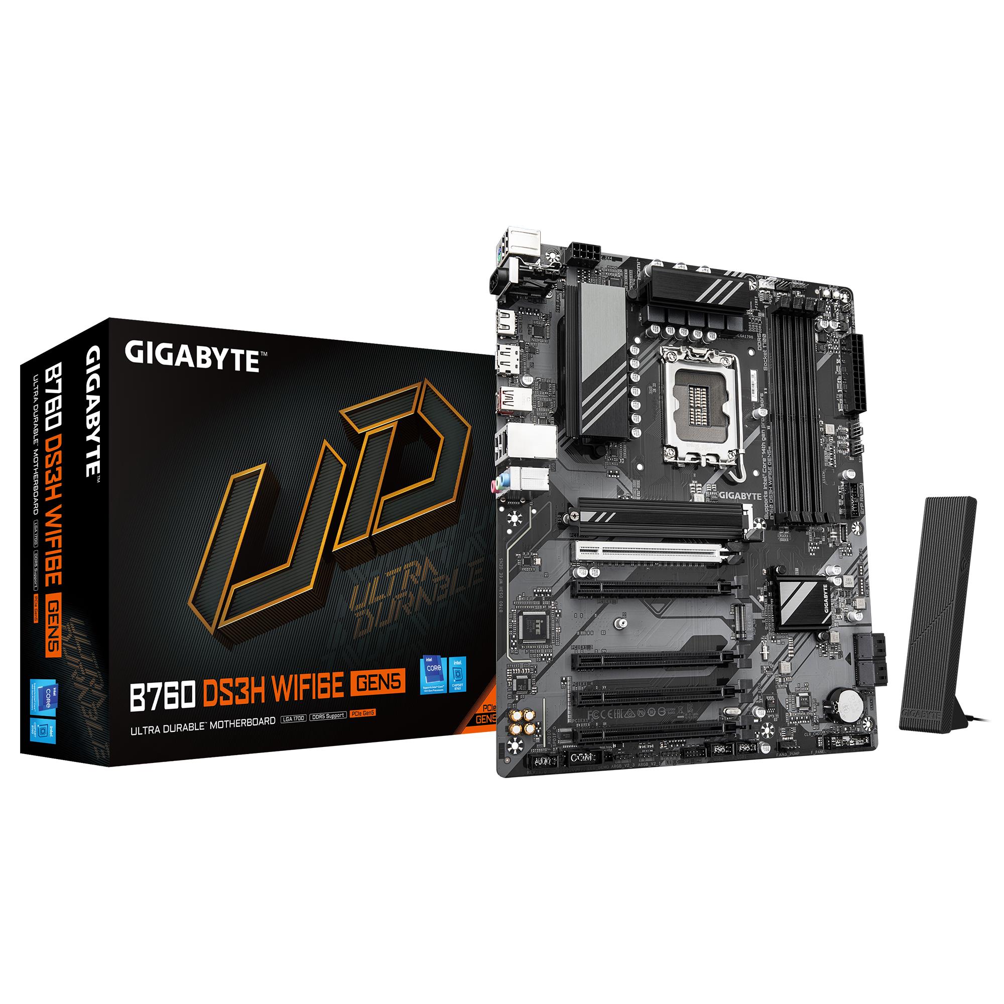 Mainboard GIGABYTE Intel B760 Express LGA1700 ATX Memory DDR5 Memory slots 4 B760DS3HWF6EGEN51 0