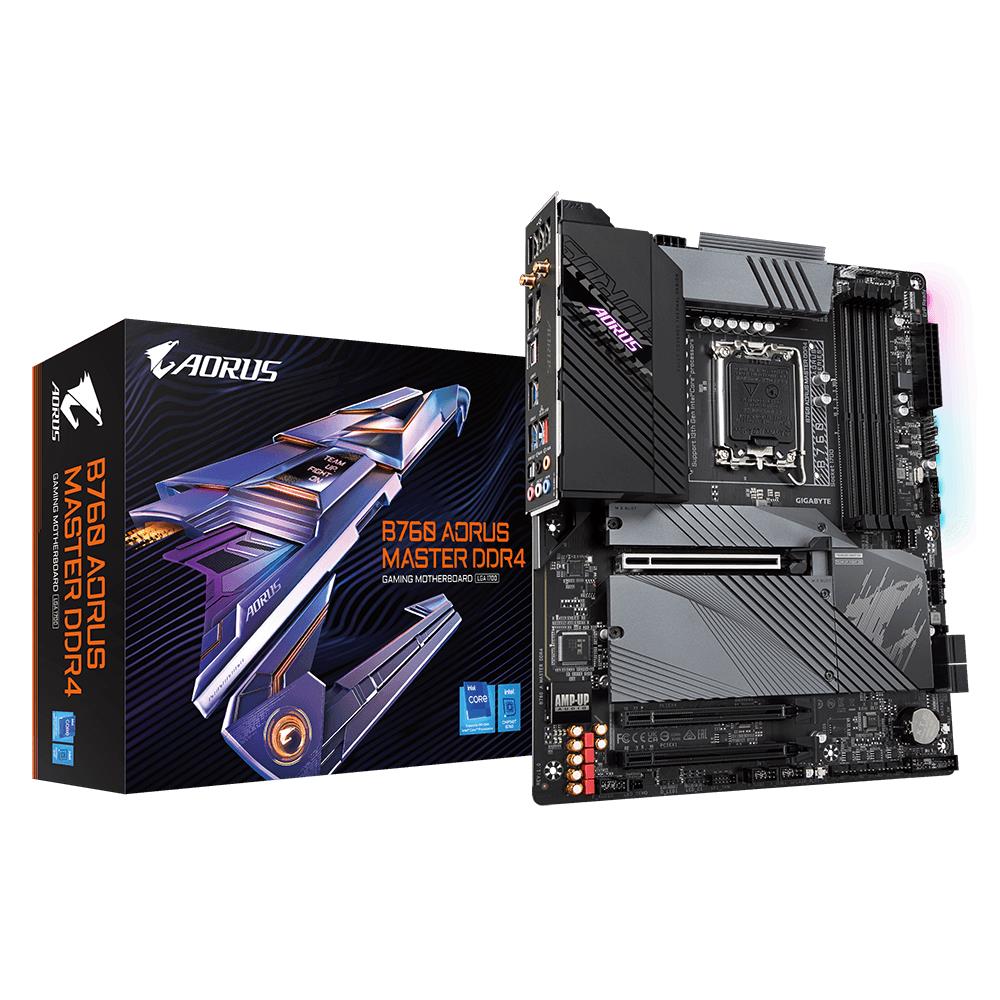 Mainboard GIGABYTE Intel B760 Express ATX Memory DDR4 Memory slots 4 2xPCI-Express 3.0 16x 1xPCI-Express 4.0 16x 3xM.2 1xHDMI 1xDisplayPort 4xUSB 2.0 5xUSB 3.2 1xUSB-C 1xOptical S PDIF 1xRJ45 5xAudio port B760AMASTERDDR4