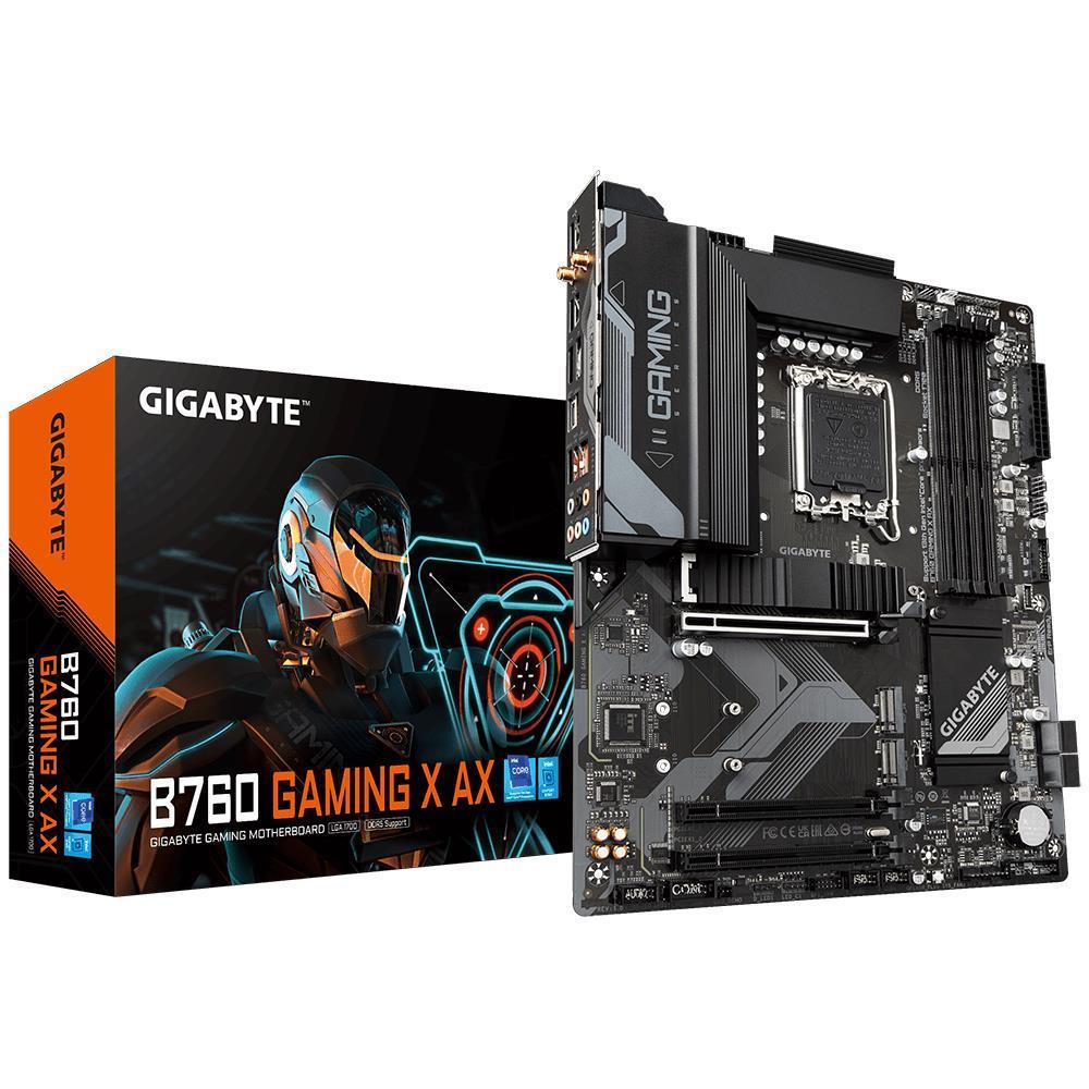Mainboard GIGABYTE Intel B760 Express LGA1700 ATX Memory DDR5 Memory slots 4 2xPCI-Express 3 0 16x 1xPCI-Express 4 0 16x 3xM 2 1xHDMI 1xDisplayPort 5xUSB 2 0 2xUSB 3 2 1xUSB-C 1xRJ45 6xAudio port B760GAMINGXAX1 3