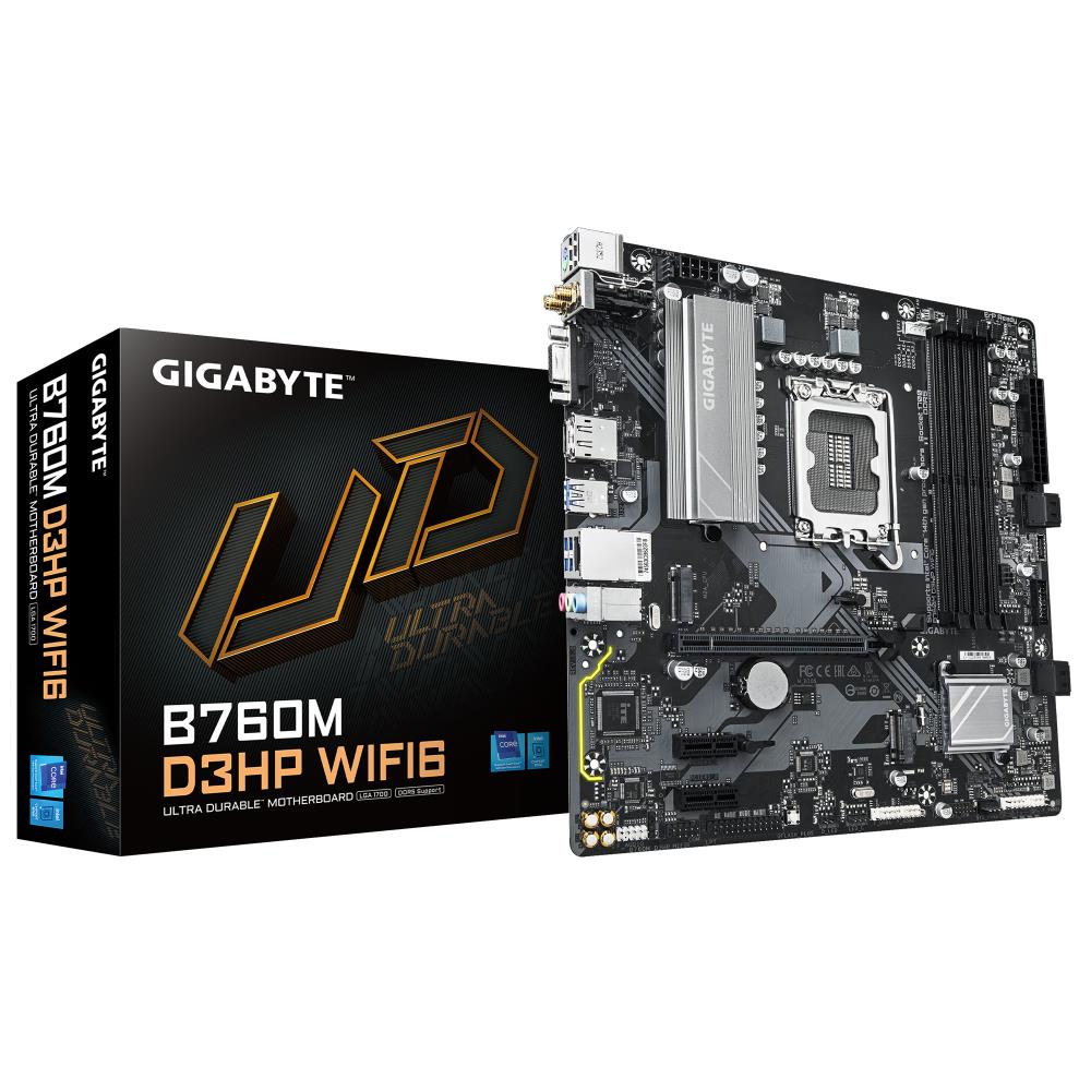 Mainboard GIGABYTE Intel B760 Express LGA1700 Micro-ATX Memory DDR5 Memory slots 4 B760MD3HPWIFI61 0