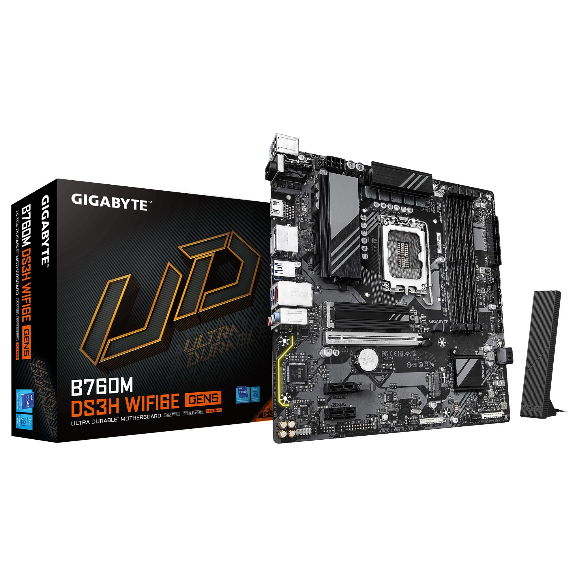 Mainboard GIGABYTE Intel B760 Express LGA1700 Micro-ATX Memory DDR5 Memory slots 4 B760MDS3HWF6EGEN5