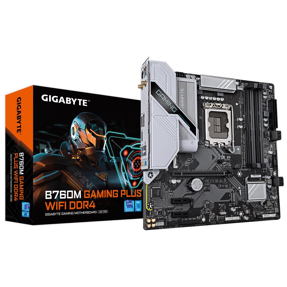 Mainboard GIGABYTE Intel B760 Express LGA1700 Micro-ATX Memory DDR4 Memory slots 4 2xPCI-Express 3 0 1x 1xPCI-Express 4 0 16x 2xM 2 1xHDMI 1xDisplayPort 2xUSB 2 0 1xUSB 3 2 1xUSB-C 1xPS 2 1xOptical S PDIF 1xRJ45 3xAudio port B760MGPWIFIDDR41 0