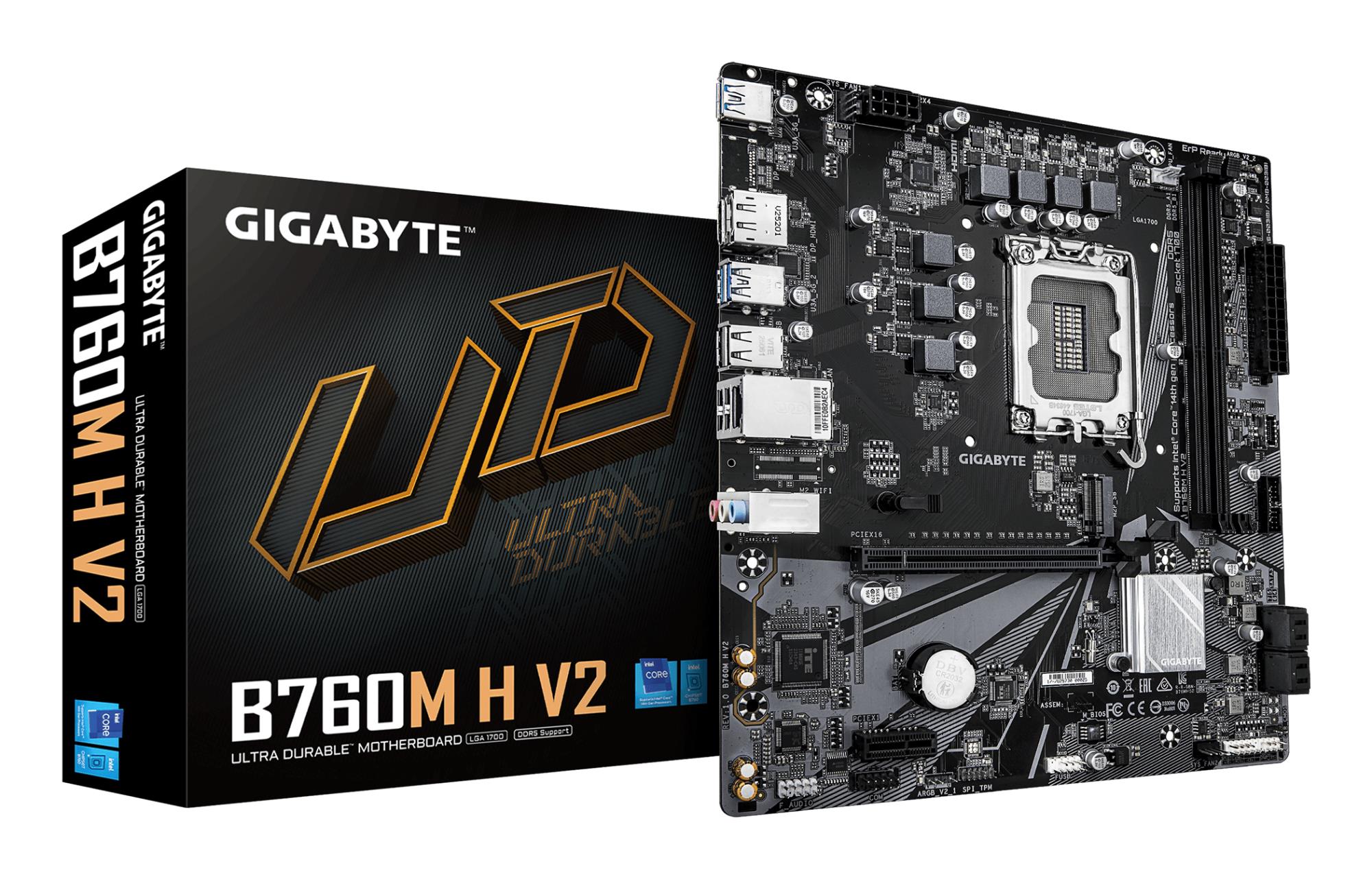 Mainboard GIGABYTE Intel B760 Express LGA1700 Micro-ATX Memory DDR5 Memory slots 2 B760MHV21 0