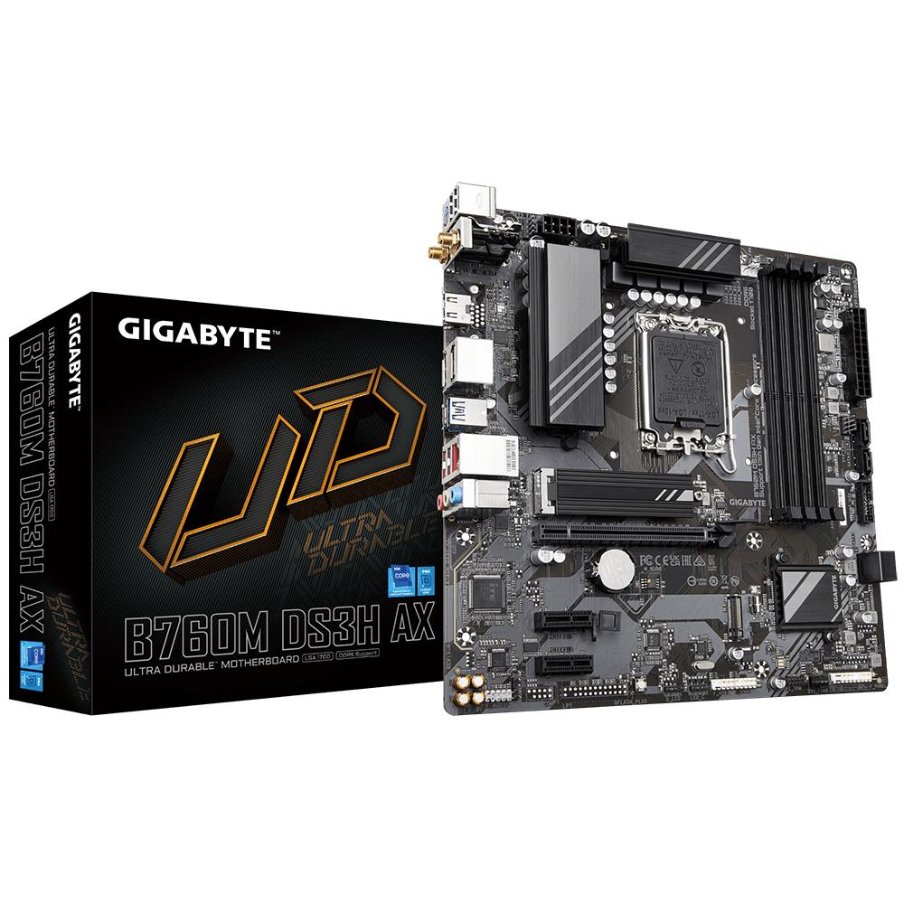 Mainboard GIGABYTE Intel B760 Express LGA1700 Micro-ATX Memory DDR5 Memory slots 4 B760MDS3HAX1 3