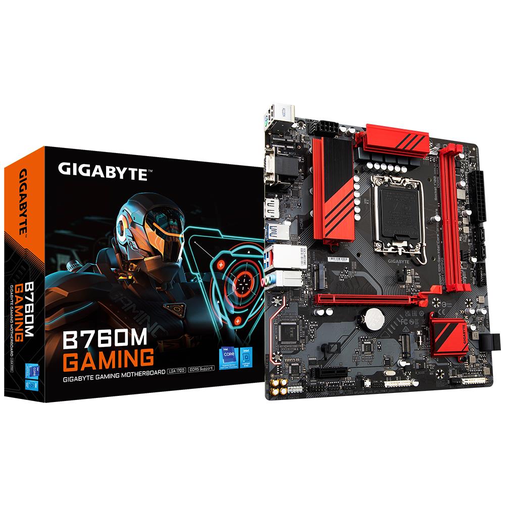 Mainboard GIGABYTE Intel B760 Express LGA1700 Micro-ATX Memory DDR5 Memory slots 2 1xPCI-Express 3 0 1x 1xPCI-Express 4 0 16x 2xM 2 1x15pin D-sub 1xHDMI 1xDisplayPort 2xUSB 2 0 3xUSB 3 2 1xUSB-C 1xPS 2 1xRJ45 3xAudio port B760MGAMING