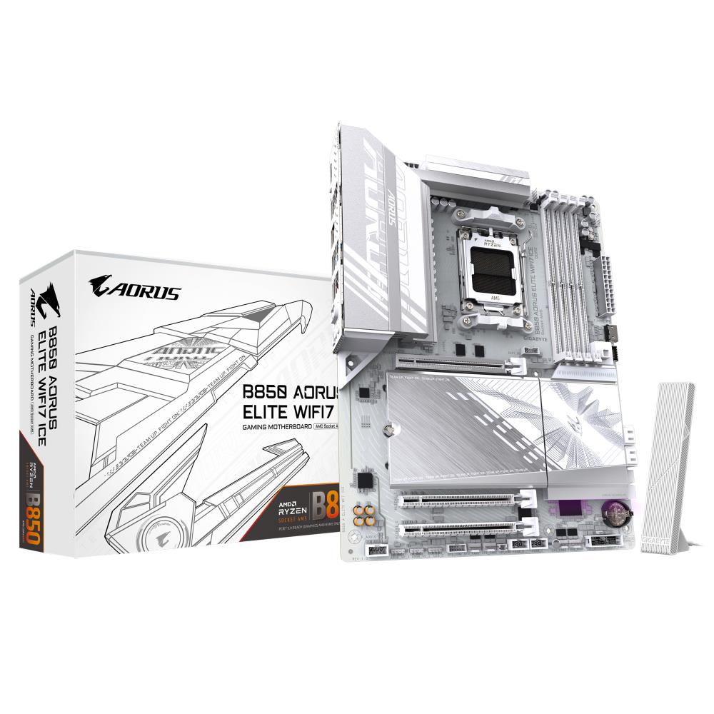 Mainboard GIGABYTE AMD B850 SAM5 ATX Memory DDR5 Memory slots 4 2xPCI-Express 3 0 16x 3xM 2 1xDisplayPort 4xUSB 2 0 5xUSB 3 2 type B 2xUSB 3 2 1xUSB-C 1xOptical S PDIF 1xRJ45 2xAudio port B850AELITEWF7ICE