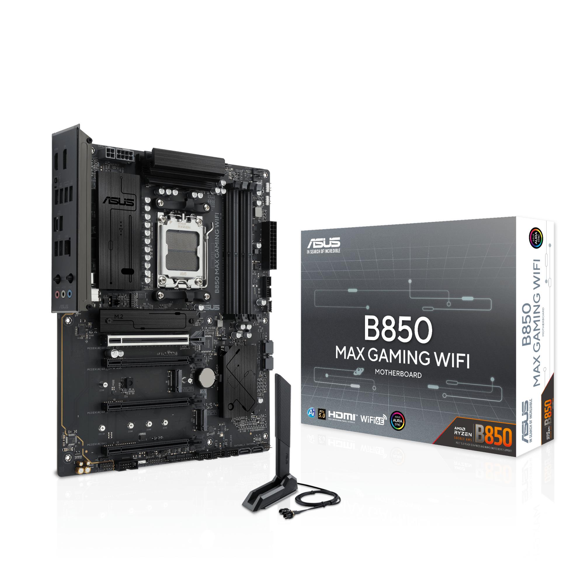 Mainboard ASUS AMD B850 Socket AM5 ATX RAM DDR5-SDRAM 4xSlots Wi-Fi Yes Bluetooth Yes 3xNumber of M 2  M  slots B850MAXGAMINGWIFI