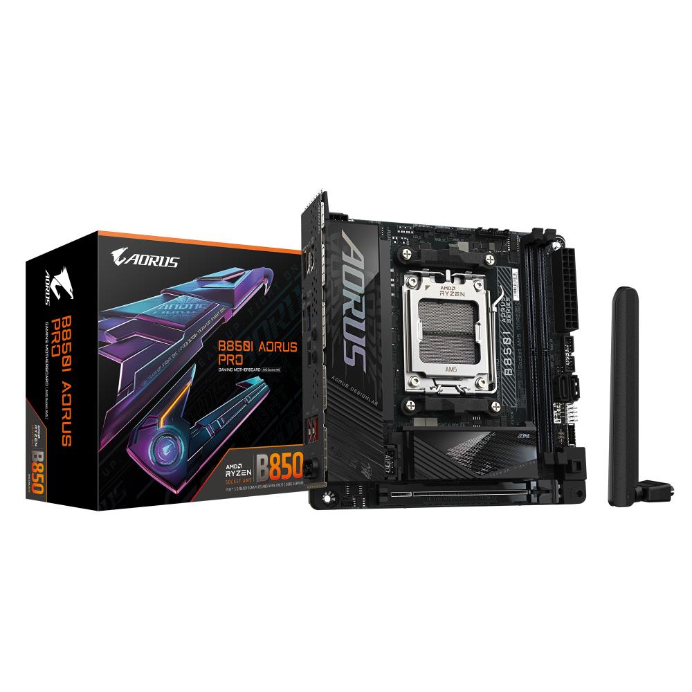 Mainboard GIGABYTE AMD B850 SAM5 Mini-ITX Memory DDR5 Memory slots 2 1xPCI-Express 16x 2xM 2 1xHDMI 2xUSB 2 0 2xUSB 3 2 type B 2xUSB 3 2 1xUSB-C 1xRJ45 2xAudio port B850IAORUSPRO