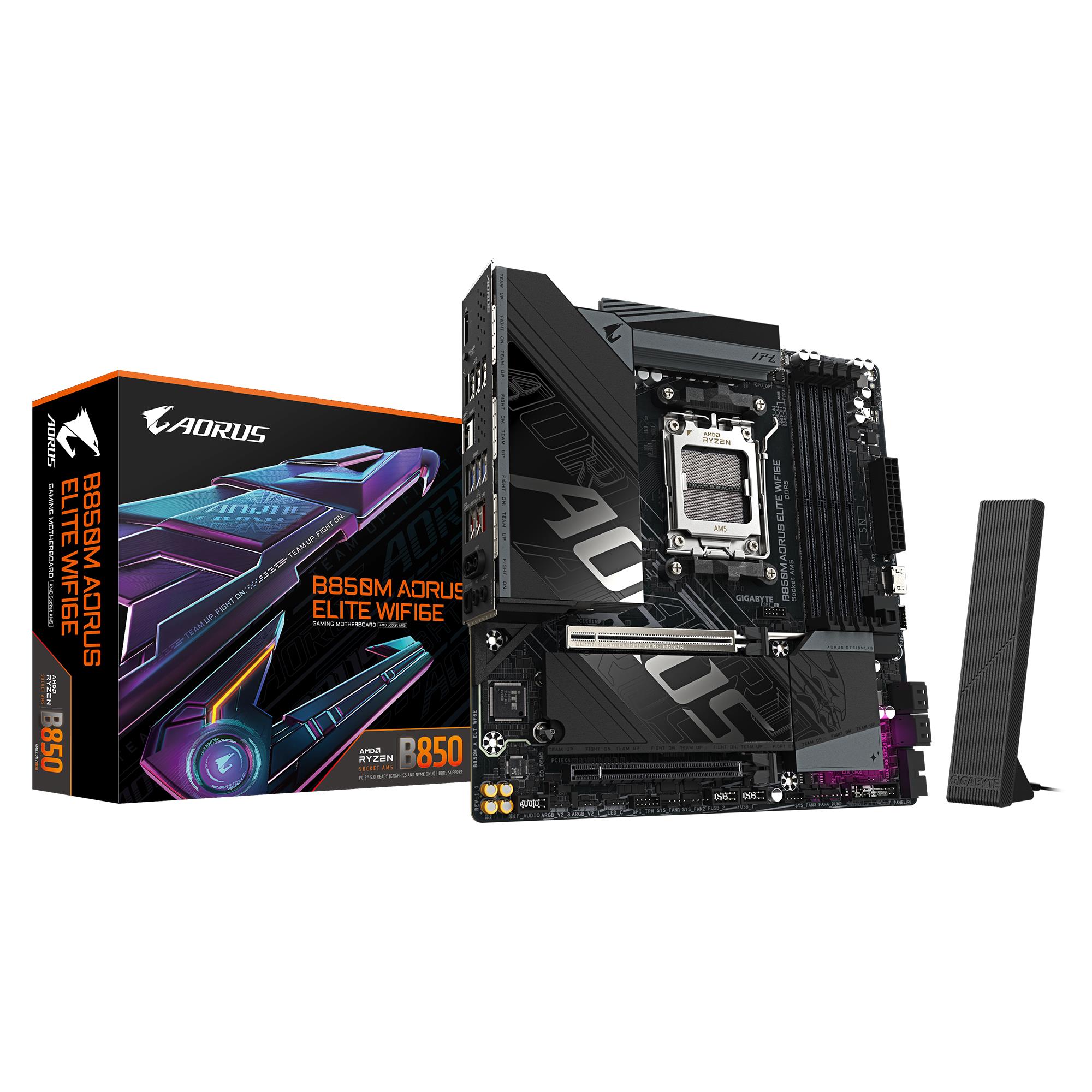 Mainboard GIGABYTE AMD B850 Socket AM5 micro ATX RAM DDR5-SDRAM 4xSlots Wi-Fi Yes Bluetooth Yes 2xNumber of M 2  M  slots B850M AORUS ELITE WIFI6E  rev  1 x  B850MAELTWF6E1 1